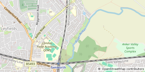 Map of Tamworth, Staffordshire