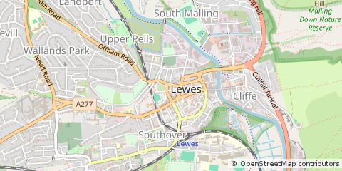 Map of Lewes, East Sussex