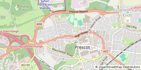 Map of Prescot, Merseyside