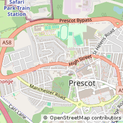 Map of Prescot, Merseyside