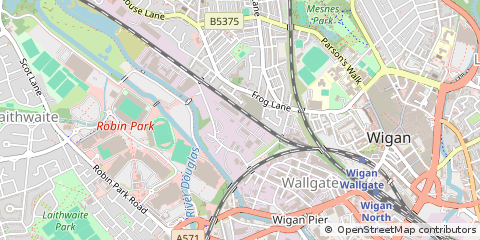 Map of Wigan, Lancashire
