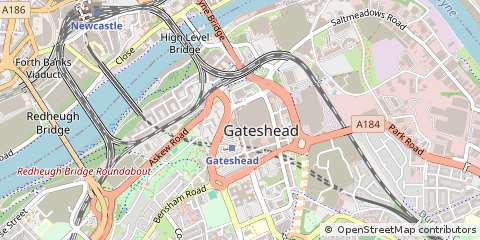 Map of Gateshead, Tyne and Wear