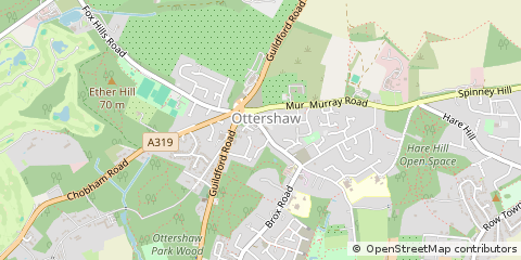 Map of Ottershaw, Surrey