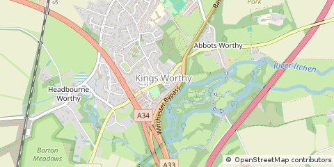 Map of Kingsworthy, Winchester, Hants