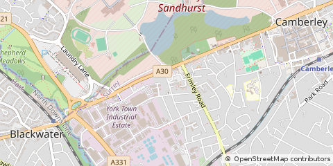 Map of Camberley, Surrey