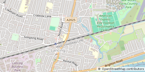 Map of Lancing, East Sussex