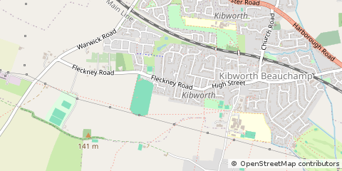 Map of Kibworth Beauchamp, Leicestershire