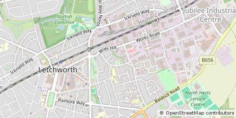 Map of Letchworth Garden City, Hertfordshire