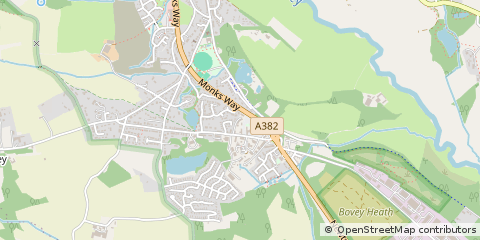 Map of Bovey Tracey, Devon