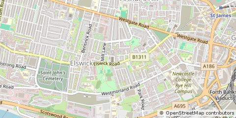 Map of Newcastle Upon Tyne, Tyne and Wear
