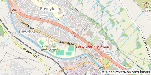 Map of Pontypridd, RCT