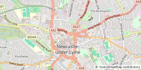 Map of Newcastle, Staffordshire