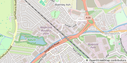Map of Minworth, Sutton Coldfield
