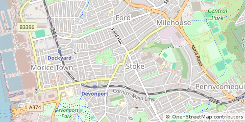 Map of Plymouth, Devon
