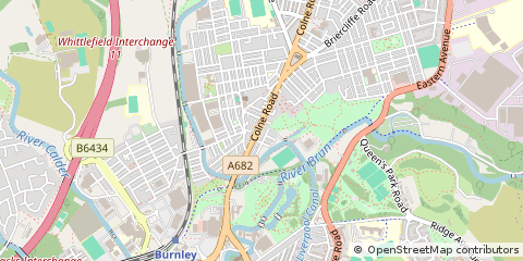 Map of Burnley, Lancashire
