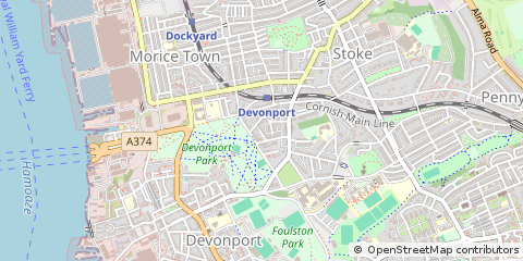 Map of Plymouth, Devon