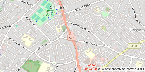 Map of Solihull, West Midlands