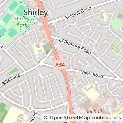 Map of Solihull, West Midlands