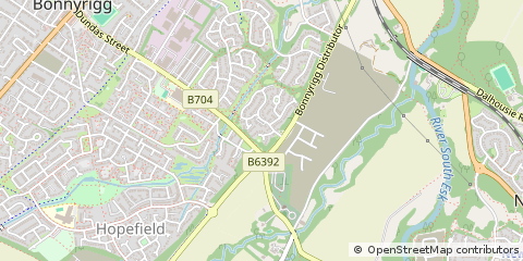 Map of Bonnyrigg, Midlothian