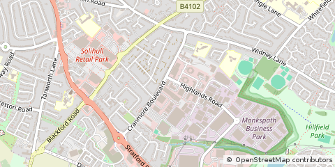 Map of Solihull, West Midlands