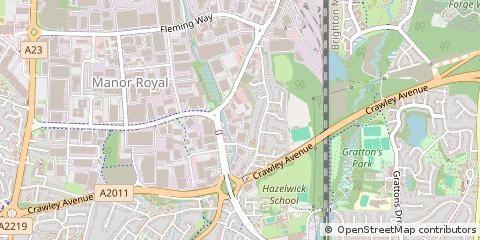 Map of Crawley, West Sussex