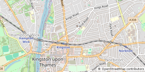 Map of Kingston Upon Thames, Surrey
