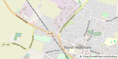 Map of North Walsham, Norfolk