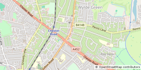 Map of Sutton Coldfield, West Midlands