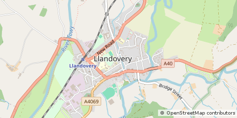 Map of Llandovery, Carmarthenshire