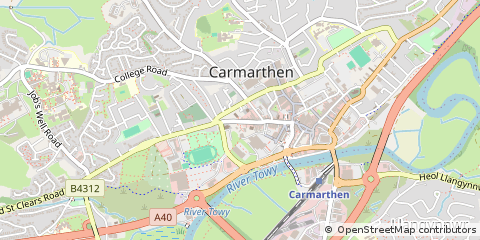 Map of Carmarthen, Carmarthenshire