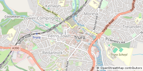 Map of Truro, Cornwall