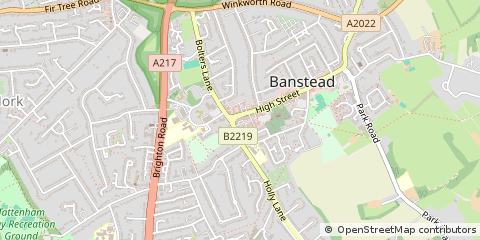 Map of Banstead, Surrey