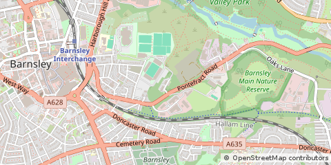 Map of Barnsley, South Yorkshire