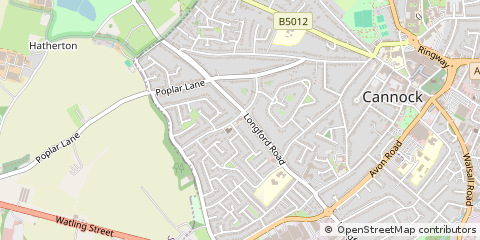 Map of Cannock, Staffordshire