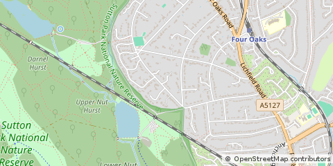 Map of Sutton Coldfield, West Midlands