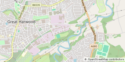 Map of Great Harwood, Lancashire
