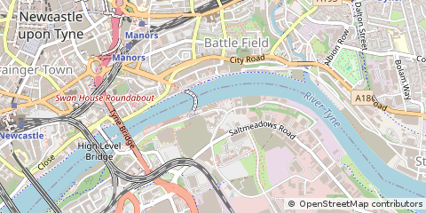 Map of Gateshead, Tyne and Wear