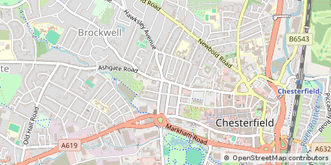Map of Chesterfield, Derbyshire