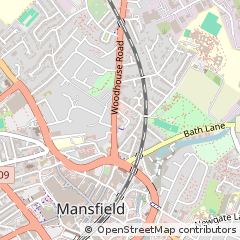 Map of Mansfield, Nottinghamshire