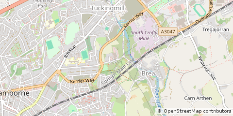 Map of Camborne, Cornwall