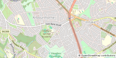Map of Sheffield, South Yorkshire