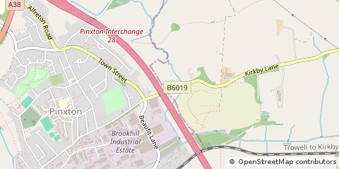 Map of Pinxton, Nottinghamshire