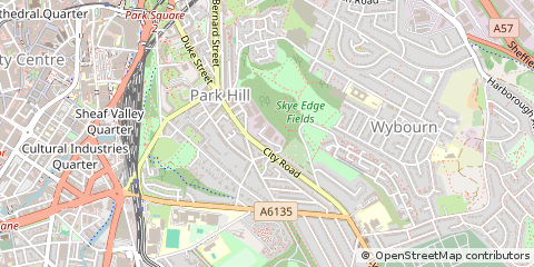 Map of Sheffield, S Yorkshire
