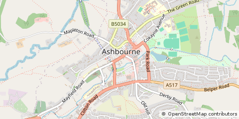 Map of Ashbourne, Derbyshire