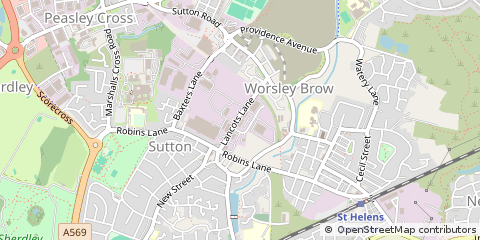 Map of ST Helens, Merseyside