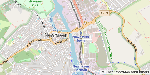 Map of Newhaven, East Sussex