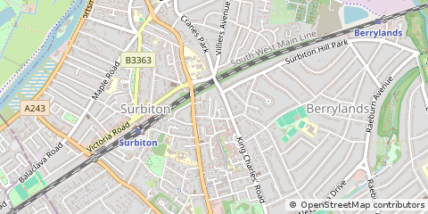 Map of Surbiton, Surrey