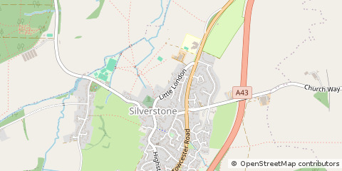 Map of Silverstone, Northamptonshire
