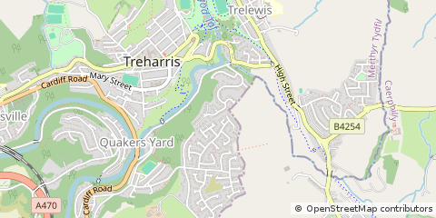 Map of Treharris, Merthyr Tydfil