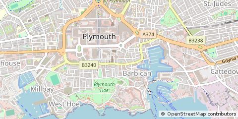 Map of Plymouth, Devon